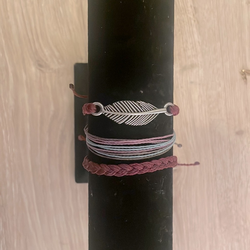 3pack of pura vida charm and string bracelets